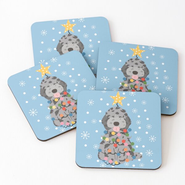 Item preview, Blue Merle Cockapoo Cavapoo Christmas Tree  designed and sold by Lulupainting.