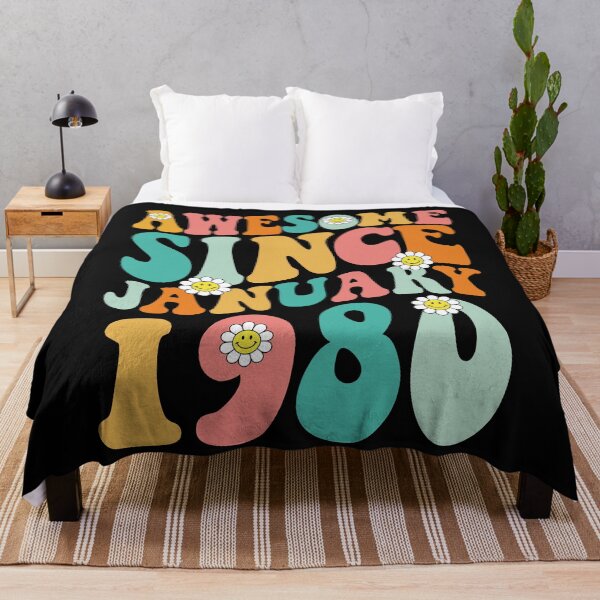 Item preview, Awesome Since January 1980 | Made In 1980 | Retro Groovy Birthday designed and sold by Christina-grich.