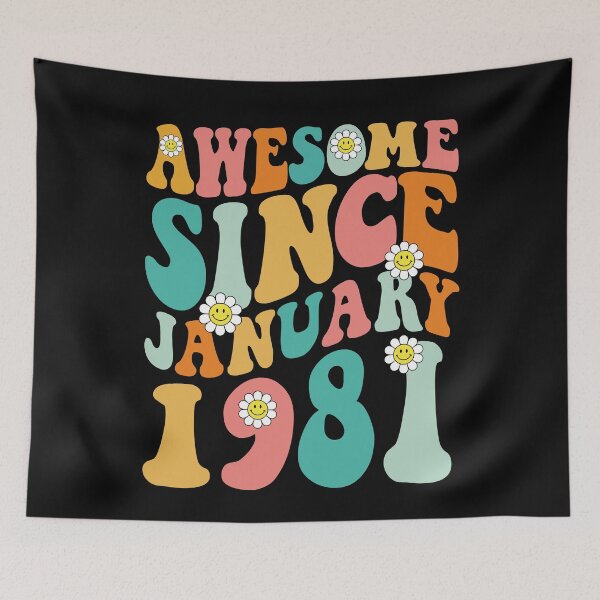 Item preview, Awesome Since January 1981 | Made In 1981 | Retro Groovy Birthday designed and sold by Christina-grich.