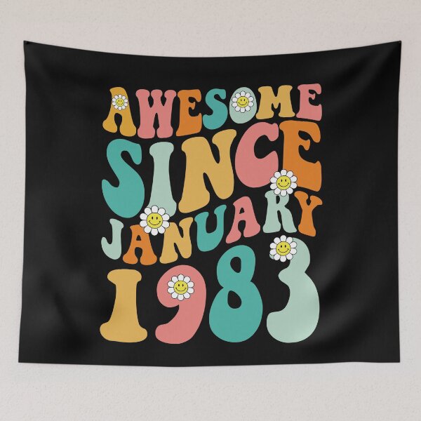 Item preview, Awesome Since January 1983 | Made In 1983 | Retro Groovy Birthday designed and sold by Christina-grich.
