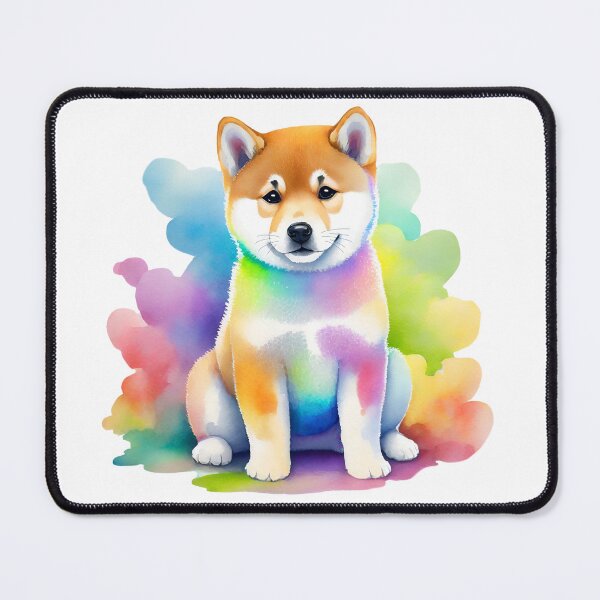 Item preview, Pastel Watercolor Rainbow Shiba Puppy designed and sold by craftyvixenart.
