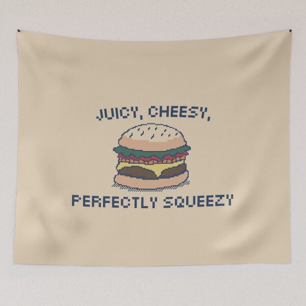 Item preview, Juicy, Cheesy, Perfectly Squeezy! 8-Bit Pixel Art Hamburger designed and sold by pxlboy.