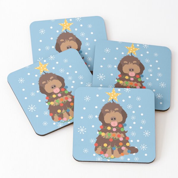 Item preview, Brown Tan Cockapoo Cavapoo Christmas Tree  designed and sold by Lulupainting.
