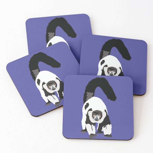 Item preview, B is for Black and White Ruff Lemur,Black and White Ruffed Lemur Illustration – Primate Art for Wildlife and Nature Lovers designed and sold by PrettylittlepastelUk.
