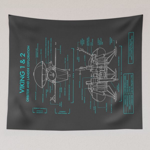 Item preview, Viking 1 & 2. Mars Exploration (Grey and Turquoise Blueprint. Vertical) designed and sold by BGALAXY.