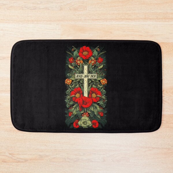 Item preview, Cross with red flowers - Jesus loves you designed and sold by Seelenretter.