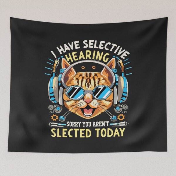 Item preview, I Have Selective Hearing cool funny cat design headphones designed and sold by Pitchou07.