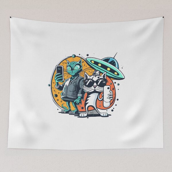 Item preview, Cat ufo selfie designed and sold by HappyExpression.