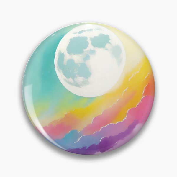 Item preview, Pastel Watercolor Full Moon and Clouds designed and sold by craftyvixenart.