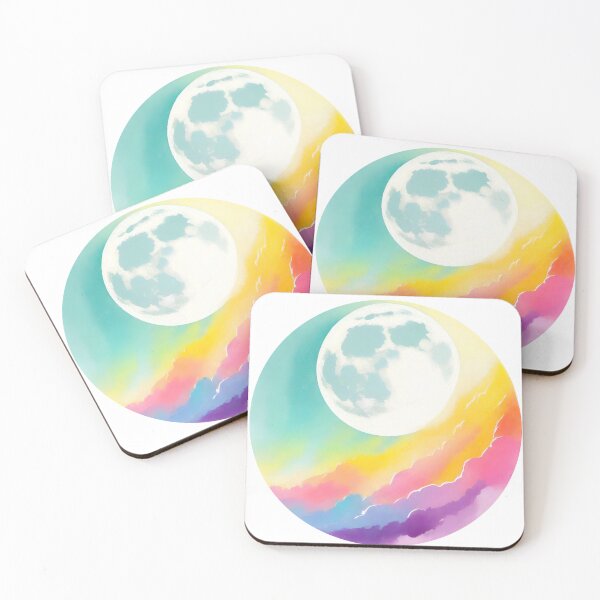 Item preview, Pastel Watercolor Full Moon and Clouds designed and sold by craftyvixenart.