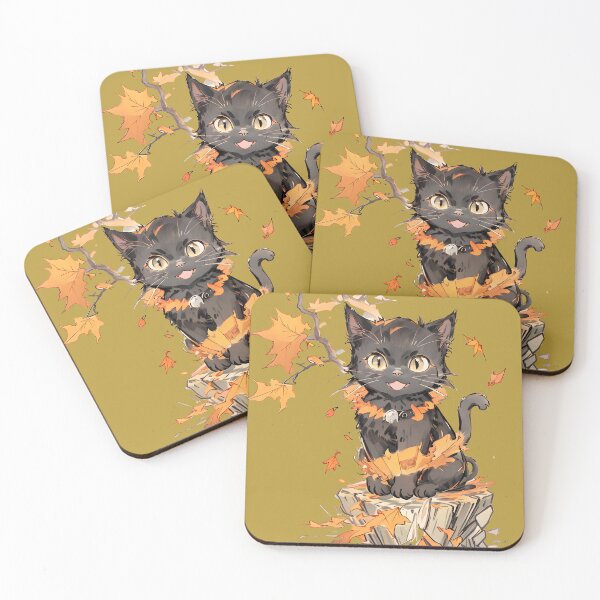 Item preview, Happy black cat in fall season designed and sold by Animepic222.