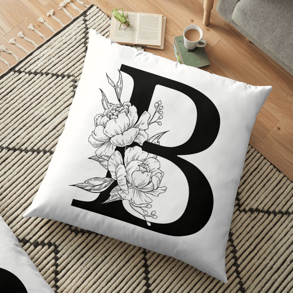  Coussin  de sol  B Monogramme botanique Dessin  d taill  