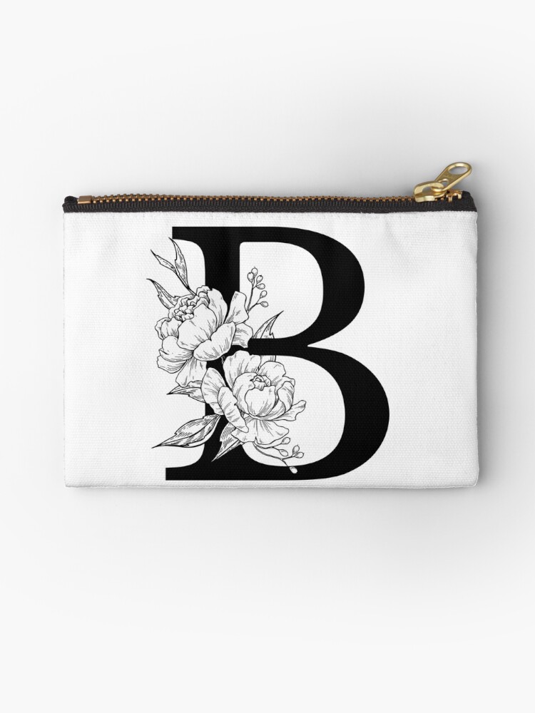 B Botanical Monogram. Detailed Peony Drawing