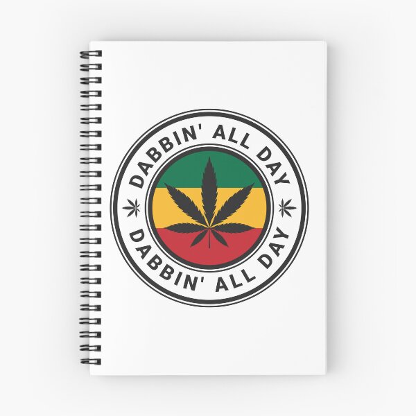 Item preview, Cannabis Dabbin' All Day round stamp badge on Rasta Flag designed and sold by AbundanceGuy.