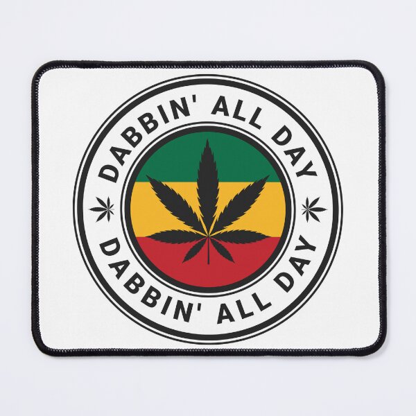 Item preview, Cannabis Dabbin' All Day round stamp badge on Rasta Flag designed and sold by AbundanceGuy.