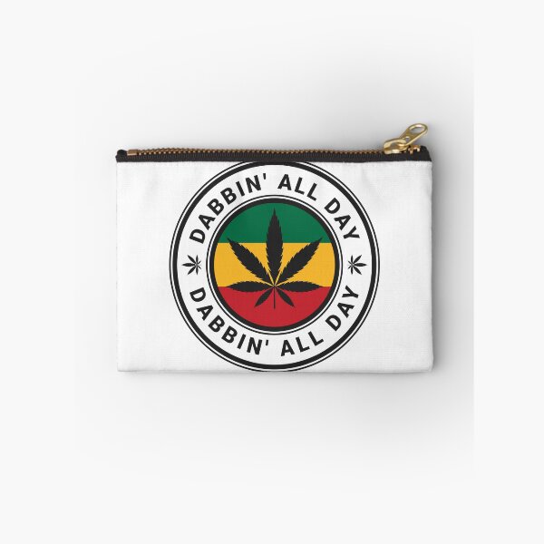 Item preview, Cannabis Dabbin' All Day round stamp badge on Rasta Flag designed and sold by AbundanceGuy.