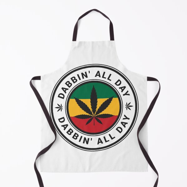 Item preview, Cannabis Dabbin' All Day round stamp badge on Rasta Flag designed and sold by AbundanceGuy.