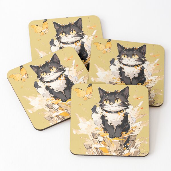 Item preview, Black cat is happy with butterfly designed and sold by Animepic222.