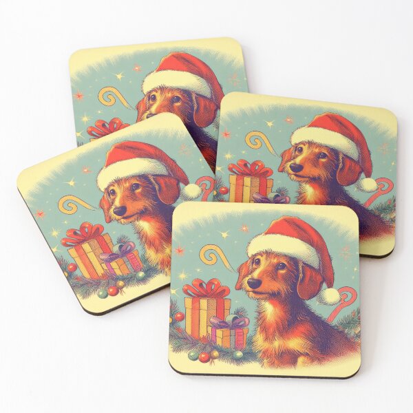 Item preview, Retro christmas dashund with gifts designed and sold by thebennington12.