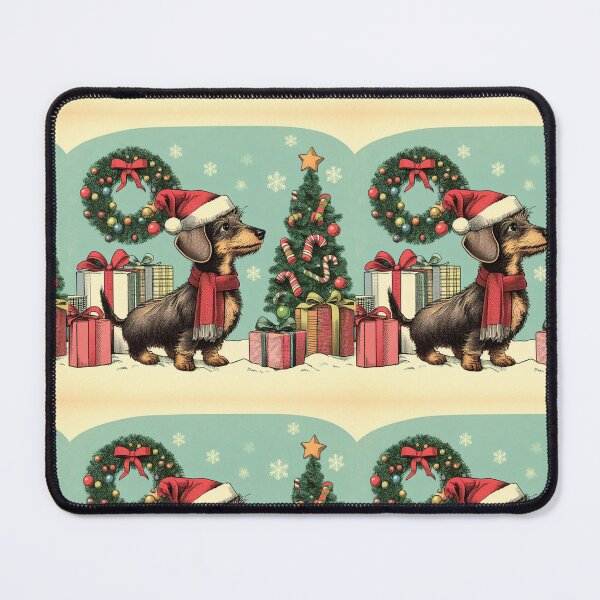 Item preview,  Retro christmas daschund with christmas hat designed and sold by thebennington12.