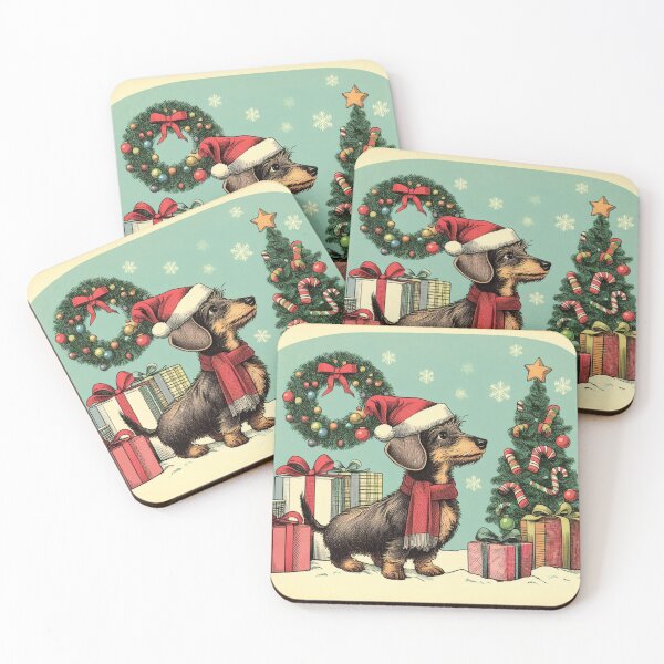 Item preview,  Retro christmas daschund with christmas hat designed and sold by thebennington12.
