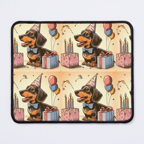 Item preview, Retro daschund celebrating birthday designed and sold by thebennington12.