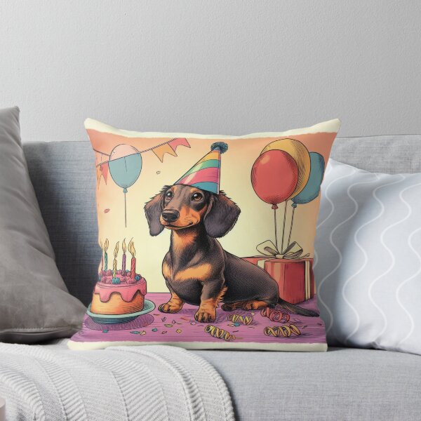 Artikelvorschau,  Retro-Daschund feiert Geburtstag mit Kuchen entworfen und verkauft von thebennington12.