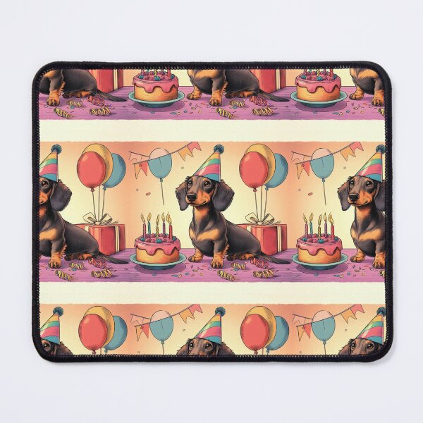 Item preview,  Retro daschund celebrating birthday with cake designed and sold by thebennington12.
