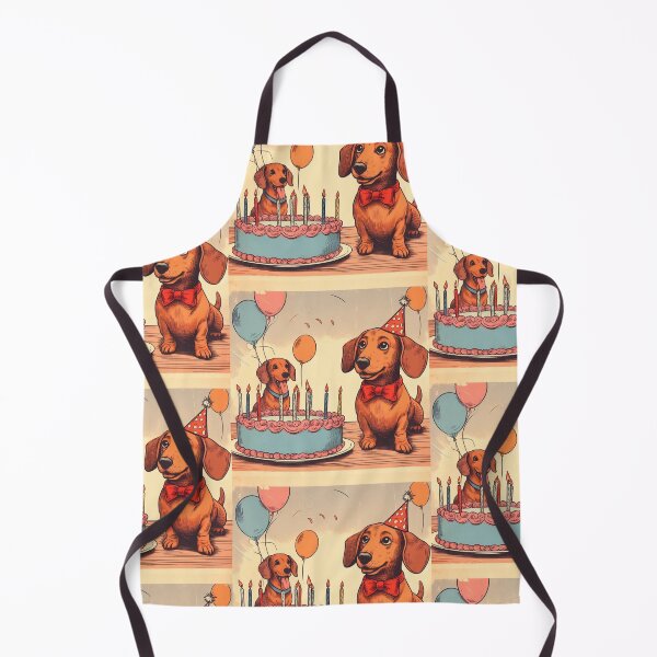 Item preview, Retro daschunds celebrating birthday with cake and hat designed and sold by thebennington12.