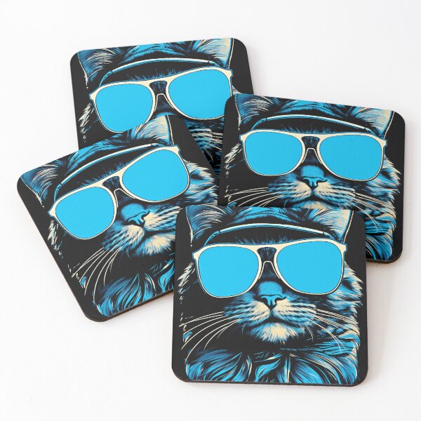 Item preview, Blue Cat Wearing Sunglasses and Hat designed and sold by MagicColorPrint.