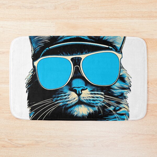 Item preview, Blue Cat Wearing Sunglasses and Hat designed and sold by MagicColorPrint.