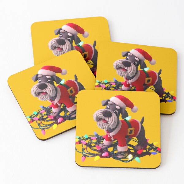 Item preview, Playful Schnauzer helping with the Christmas lights designed and sold by barksandsqueaks.