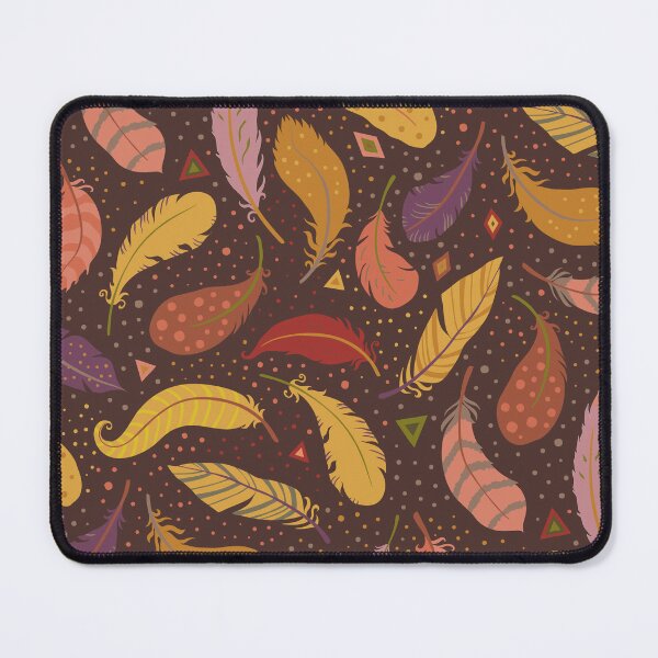 Item preview, Light as a feather! Mustard, plum and coffee brown feather pattern by Cecca Designs designed and sold by Cecca-Designs.