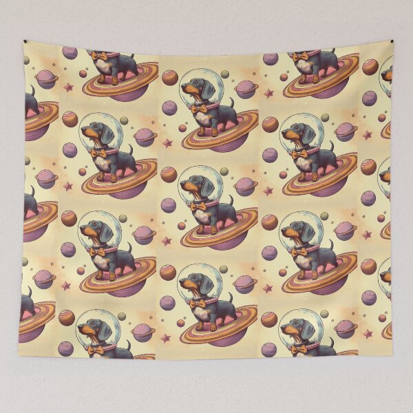 Item preview, Retro daschunds celebrating lost in space designed and sold by thebennington12.