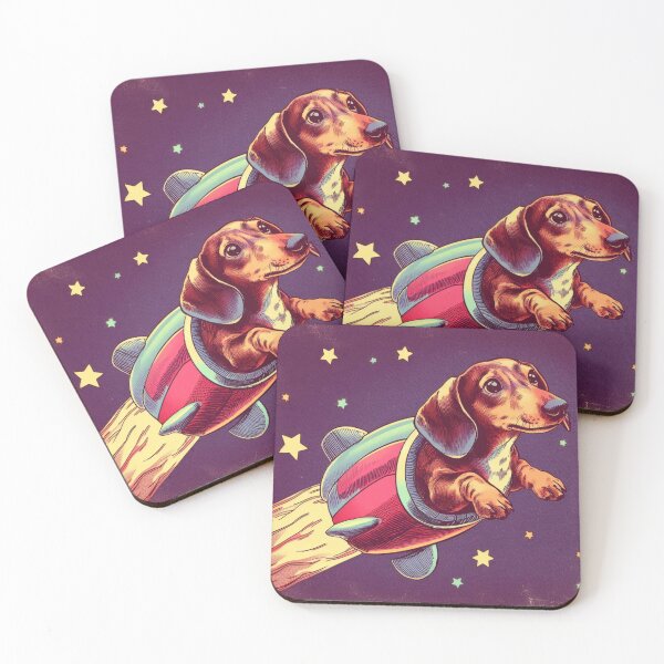 Item preview, Retro daschunds lost in space in spaceship designed and sold by thebennington12.
