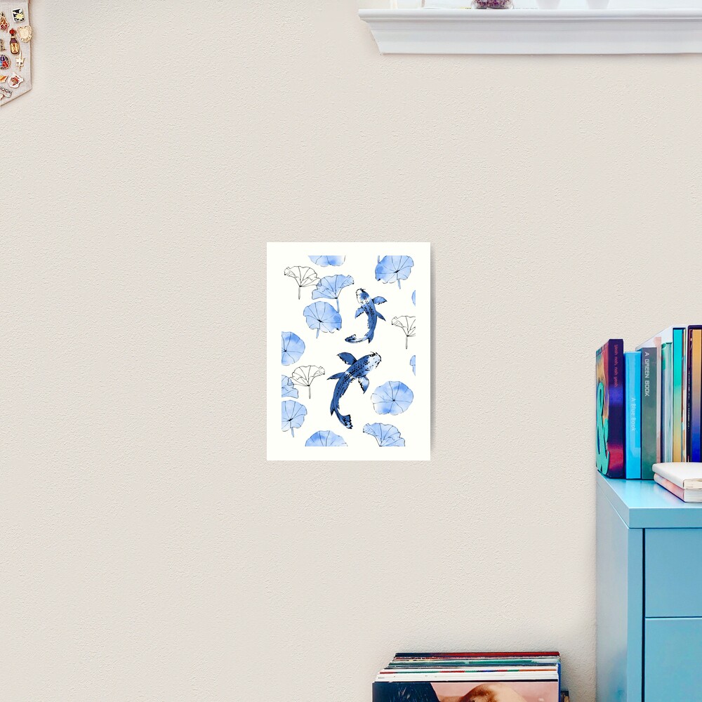 Waterlily koi in blue Art Print