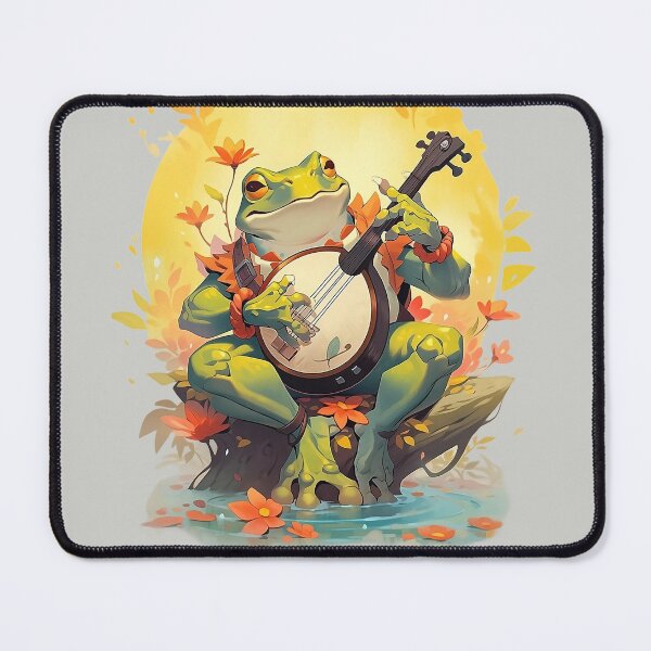 Item preview, Cottagecore frog playing banjo by the lake designed and sold by Remek-Design.