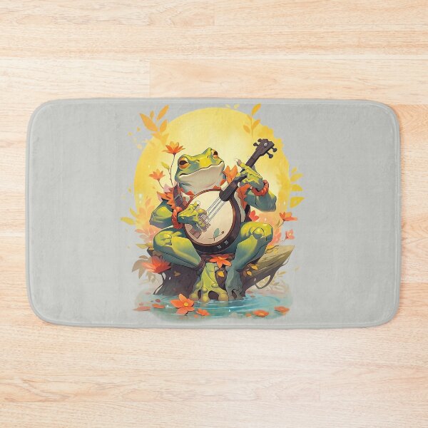 Item preview, Cottagecore frog playing banjo by the lake designed and sold by Remek-Design.