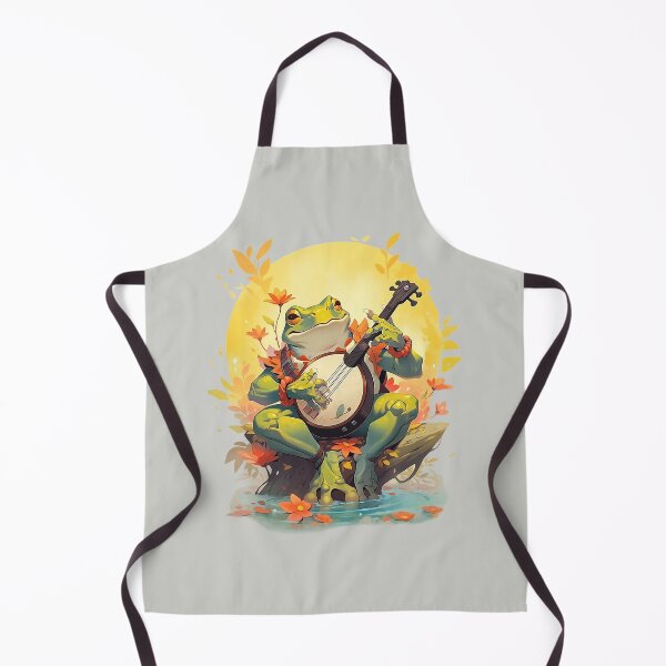 Item preview, Cottagecore frog playing banjo by the lake designed and sold by Remek-Design.