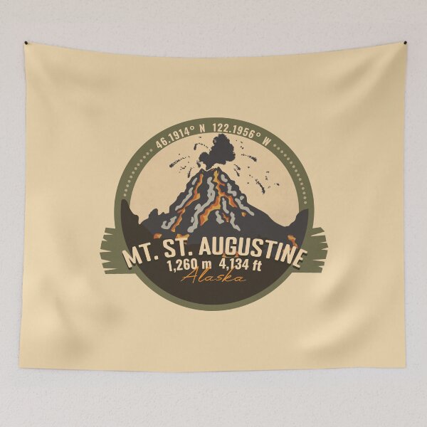 Item preview, Mount Saint Augustine Alaska Volcanoes Retro Badge Hiking Outdoor Adventure designed and sold by mountainfad.