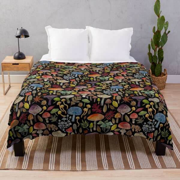 Item preview, Watercolour Toadstools on black - Autumnal pattern by Cecca Designs designed and sold by Cecca-Designs.