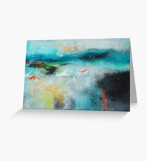 Newton's Alchemy Print from Original Aqua Blue Painting Greeting Card