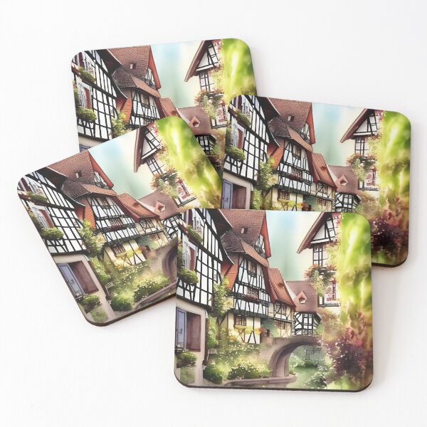 Item preview, Watercolor Painting of Picturesque German Town designed and sold by stine1.