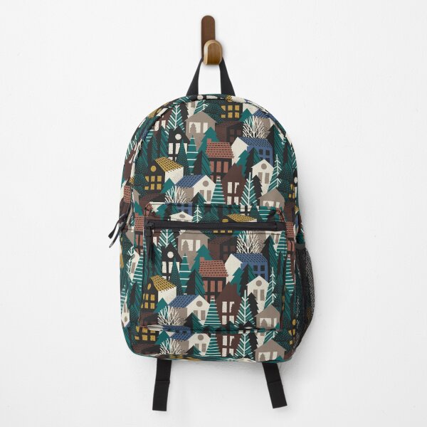 Item preview, Winter village // molasses and amaro brown mustard yellow blue ridge panna cotta and morel beige cozy houses and night swim green pine trees designed and sold by SelmaCardoso.