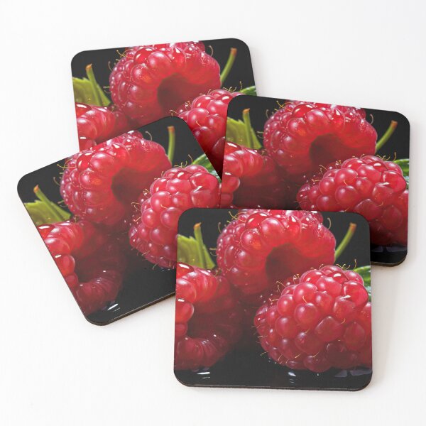 Item preview, Raspberries on black background designed and sold by Alenus.