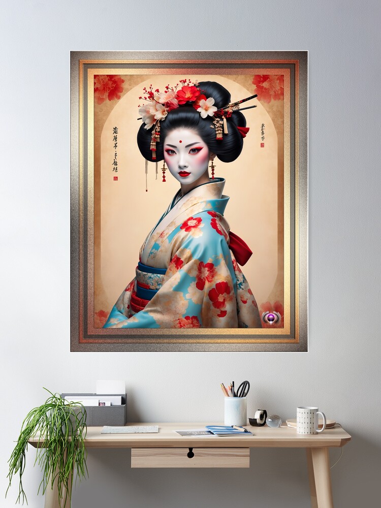 The Captivating Elegance Of The Geisha AI Concept Art by Xzendor7 - A Timeless Asian Beauty 2 The Captivating Elegance Of The Geisha Stunning AI Concept Art by Xzendor7 Room Decor Poster Art Print