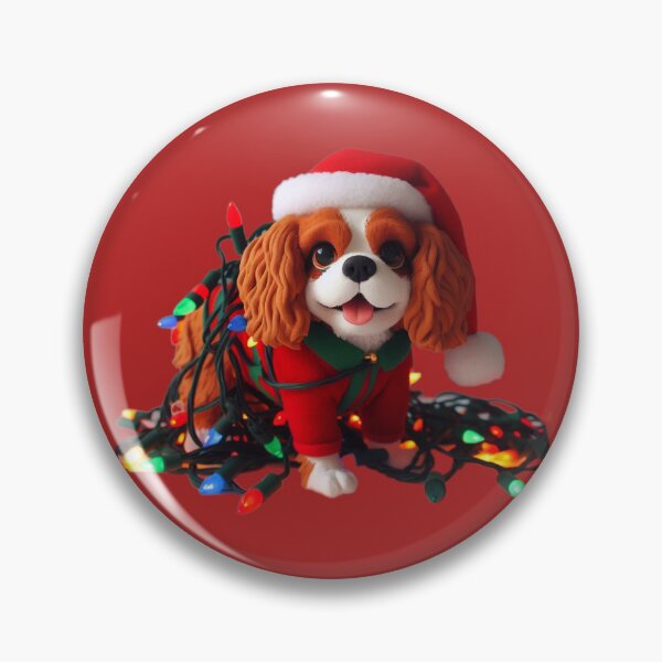 Item preview, Playful Cavalier King Charles Spaniel helping with the Christmas lights designed and sold by barksandsqueaks.