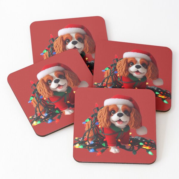 Item preview, Playful Cavalier King Charles Spaniel helping with the Christmas lights designed and sold by barksandsqueaks.