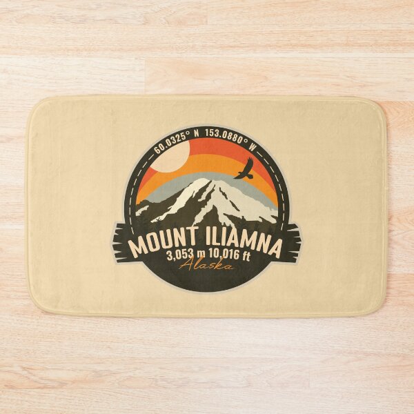 Item preview, Mount Iliamna Volcano Alaska Retro Badge Hiking Adventure designed and sold by mountainfad.