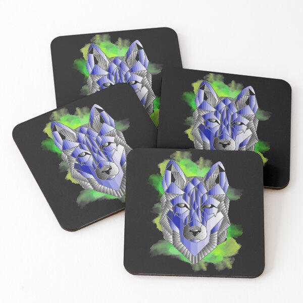 Item preview, Abstract blue wolfdog on splash green designed and sold by InverseArt.